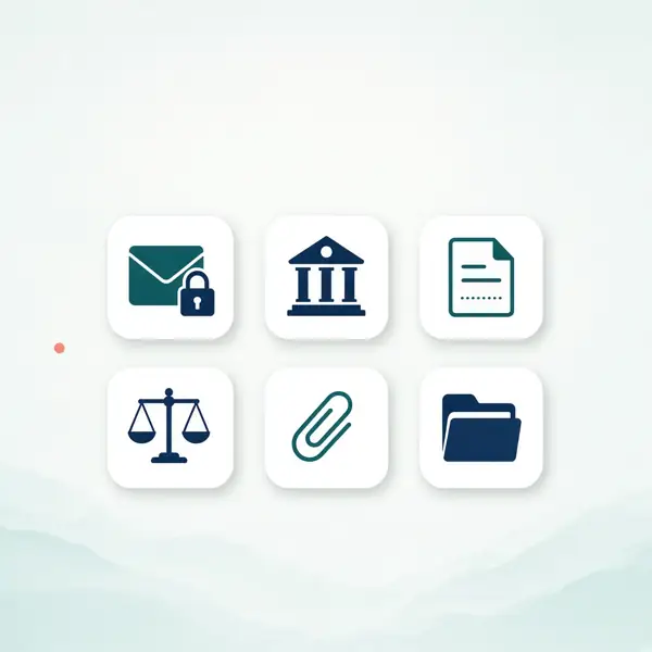 Icons for the kinds of mail InboxHaven protects: secure mail, banks, documents, legal, attachments and folders.